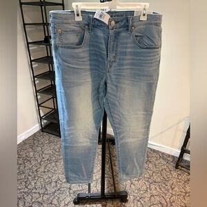 American Eagle Outfitters Men's Faded Blue Slim Jeans